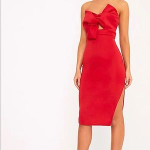 Elisse Red Bow Detail Scuba Midi Dress, from PLT.